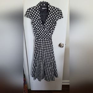 Black and white polka dot A-line dress